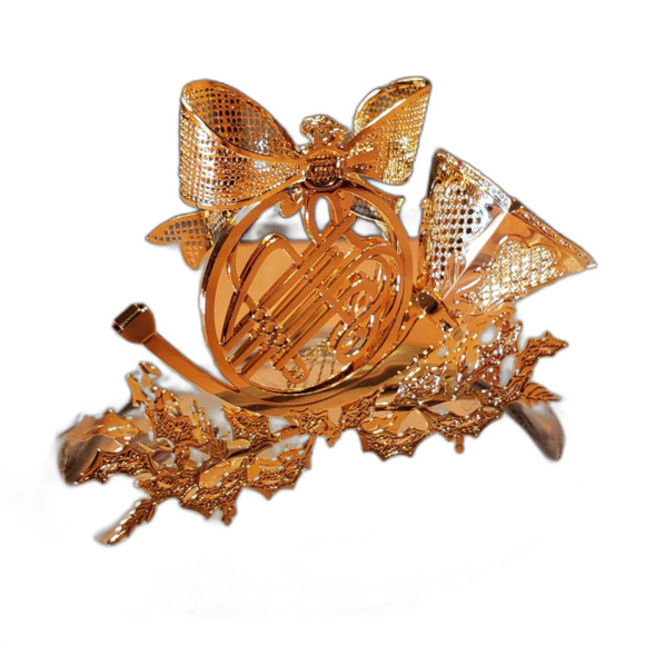 Danbury Mint Vintage 1997 French Horn Christmas Ornament 23kt Gold Brass Boxed - Picture 3 of 8